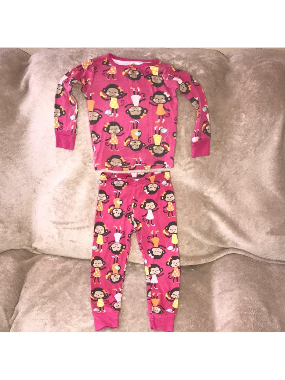 Carter’s pink monkey pajamas set size 2T